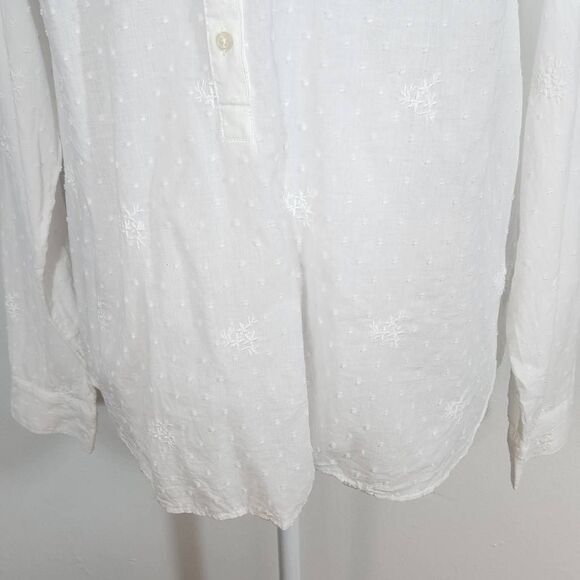 Gap White Cotton Blouse with Swiss Dot and Floral Pattern Size Small - Picture 4 of 9